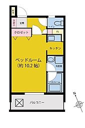 シェルシード新都心 1008 ワンルームの間取り