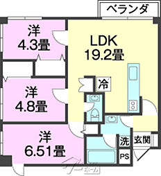 グロブ・エスＡＪ 5階3LDKの間取り