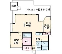 コートヴィレッジ山下町 2LDKの間取図画像
