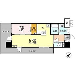 グランドテラス新都心 3階1LDKの間取り