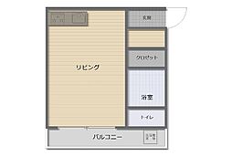 コーポ城仁良 4階ワンルームの間取り