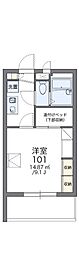 レオパレス新都心メカル 1Kの間取図画像