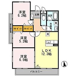 シャルマン瀬底 204 2階3LDKの間取り