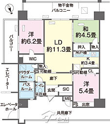 プレサンスロジェ美栄橋ステーションレーヴ 3LDKの間取図画像