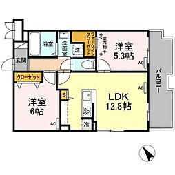 Ｔ＆Ｒ　Ａｐａｒｔｍｅｎｔ 1階2LDKの間取り