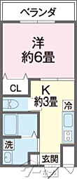 浦添市城間4丁目マンション 1Kの間取図画像
