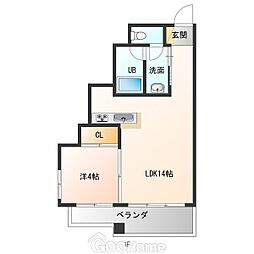 キングスアレイ松山 1LDKの間取図画像