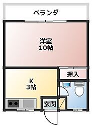 コーポAWAB棟 1Kの間取図画像