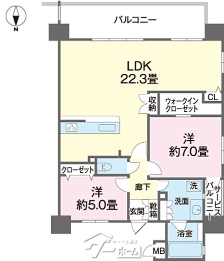 2LDK 間取り