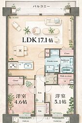 ミルコマンション曙シーフロントビュー 2LDKの間取図画像