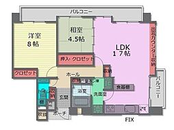 ミオ・ビエント新都心スカイコート 2LDKの間取図画像
