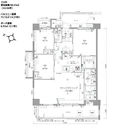 グランデプレミアムビスタ野嵩ウエスト 3LDKの間取図画像