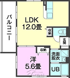 Grand Court(グランコート) 2号室 1LDKの間取図画像