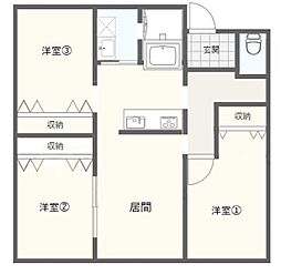 比嘉氏新築アパート 3LDKの間取図画像