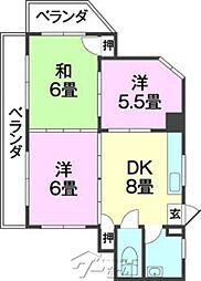 ユートピア繁多川 3DKの間取図画像