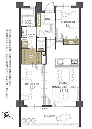 グランデプレミアムビスタ野嵩イースト 2LDKの間取図画像