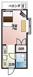 エトワール泊3丁目 ワンルームの間取図画像