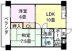 第7ゴトービル 3階2LDKの間取り