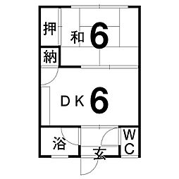 つつじ荘 1DKの間取図画像
