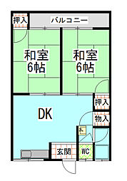 コテージ・ヴェル 2DKの間取図画像