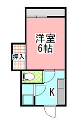 平田コーポ 1Kの間取図画像