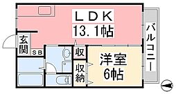 フォブール一色3 1LDKの間取図画像