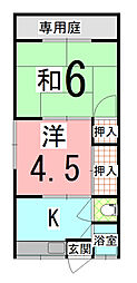 城西荘 2Kの間取図画像