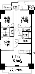 サーパス萱町 3LDKの間取図画像