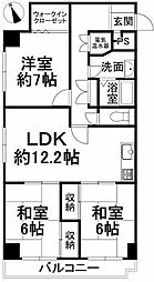 チュリス道後 3LDKの間取図画像