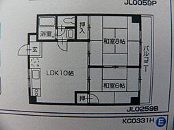 コーポラス聖 2LDKの間取図画像