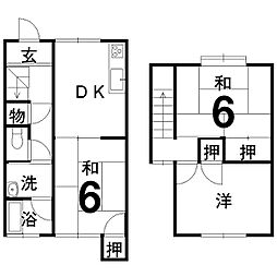 金岡借家II 1階3DKの間取り