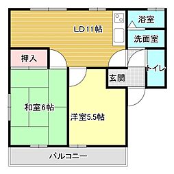 レトアアンシャンテA 2LDKの間取図画像