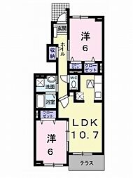 プロムナードさつき 2LDKの間取図画像