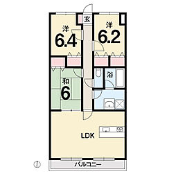 サンライズコートトベ 3LDKの間取図画像