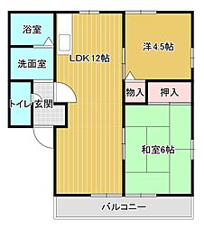 レトアアンシャンテB 2LDKの間取図画像