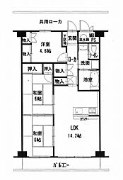 シャンボール千舟 3LDKの間取図画像