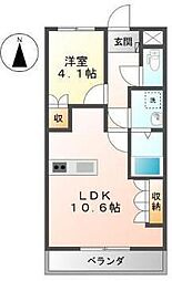 ミューズガーデン 1LDKの間取図画像
