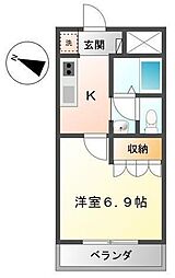 サン・ヴェルディ東雲 1Kの間取図画像