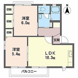 バリュージュ新須賀B 2LDKの間取図画像