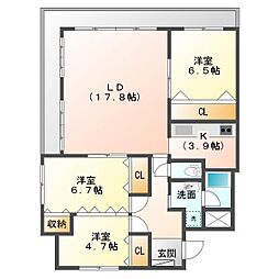 ベルレジョン 3LDKの間取図画像
