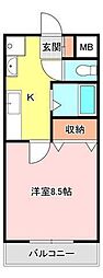 コーン・ハイツ・1 1Kの間取図画像