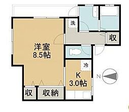 プリンスビル 1Kの間取図画像