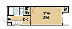 曽我部ハイツB 1DKの間取図画像