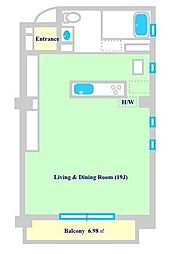 ザグローバルタワー ワンルームの間取図画像