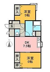 タウンズビル 2DKの間取図画像