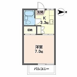 ヴィラあさひ 1Kの間取図画像