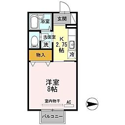 アベニューハタダ3B 1Kの間取図画像