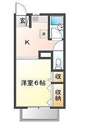 メゾン河内 1Kの間取図画像