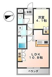 イーストリバー2 1階1LDKの間取り