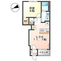 コンフォルト・パーチェ 1階1LDKの間取り